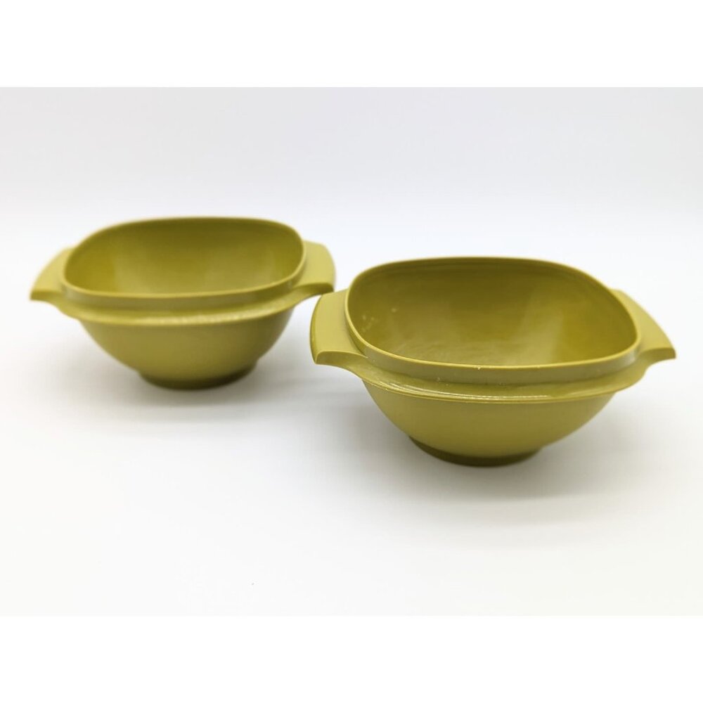 Vintage 1970's Tupperware 840 Olive Green Servalier 2 Bowl Set